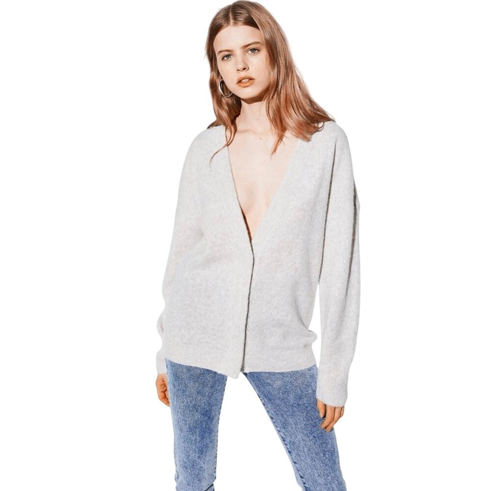 IRO Women’s Aelta Wool Blend Snap Front Cardigan in Cloudy White XL
